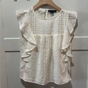 Sanctuary White Eyelet Ruffle Blouse